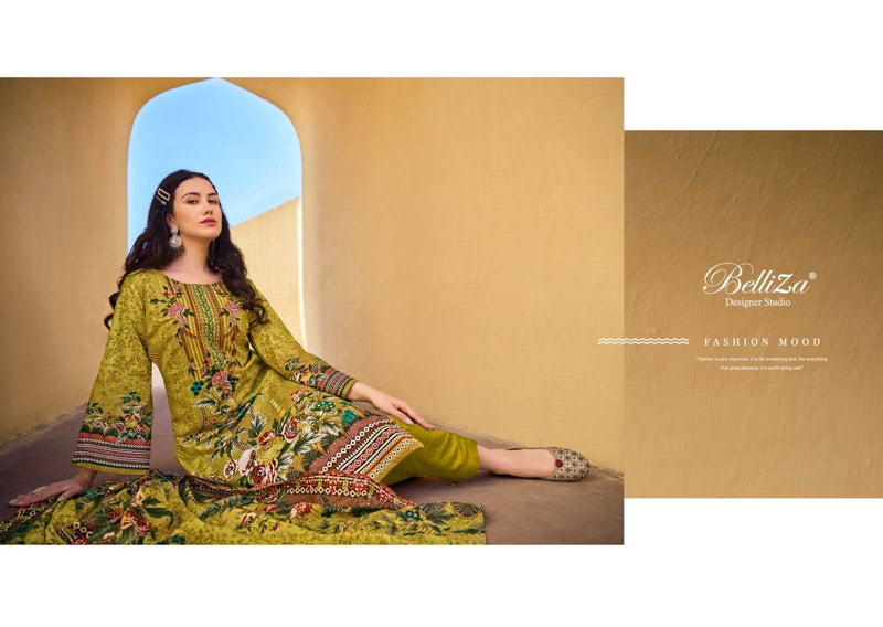 Belliza Designer Studio Guzarish Vol 5 Pure Cotton Digital Print Embroidery Work Suit