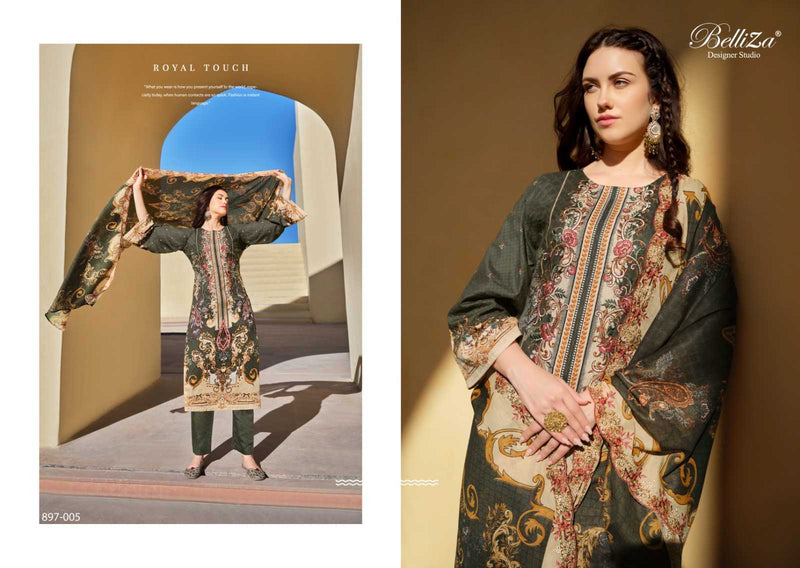 Belliza Designer Studio Guzarish Vol 5 Pure Cotton Digital Print Embroidery Work Suit