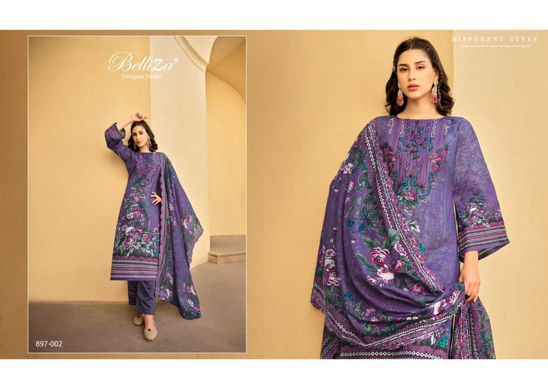 Belliza Designer Studio Guzarish Vol 5 Pure Cotton Digital Print Embroidery Work Suit