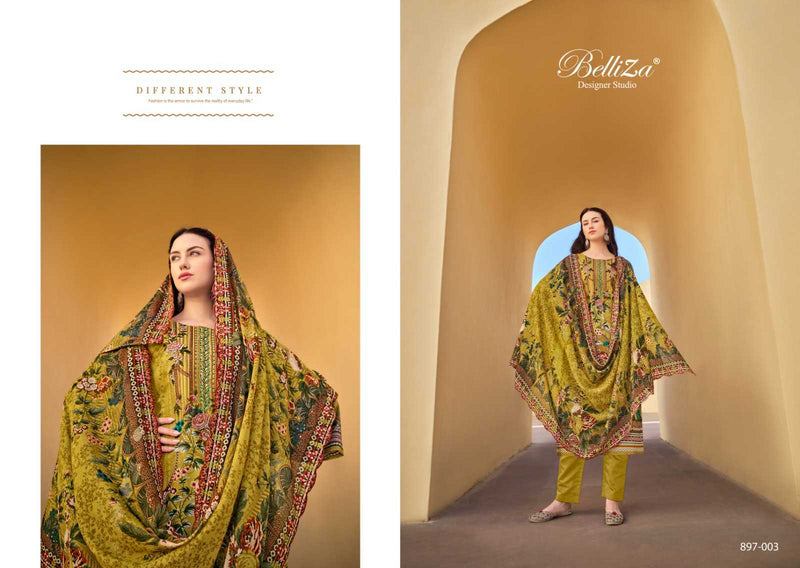 Belliza Designer Studio Guzarish Vol 5 Pure Cotton Digital Print Embroidery Work Suit