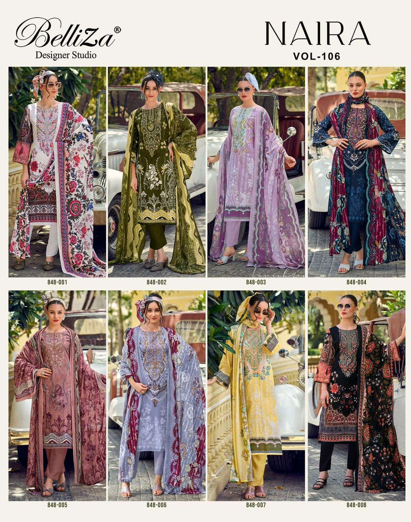 Belliza Designer Studio Naira Vol 106 Pure Cotton Embroidered Work Salwar Suit