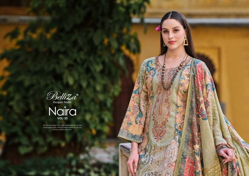 Belliza Designer Studio Naira Vol 35 Pure Cotton Digital Print Exclusive Embroidered Work Suit