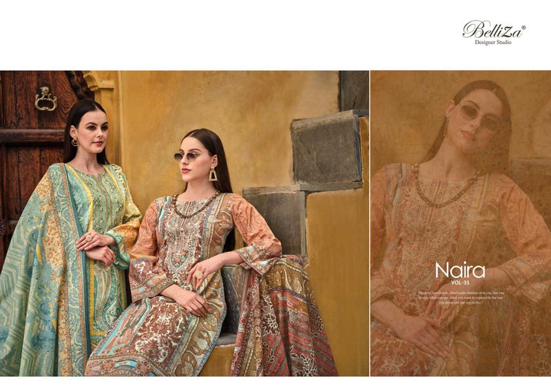 Belliza Designer Studio Naira Vol 35 Pure Cotton Digital Print Exclusive Embroidered Work Suit