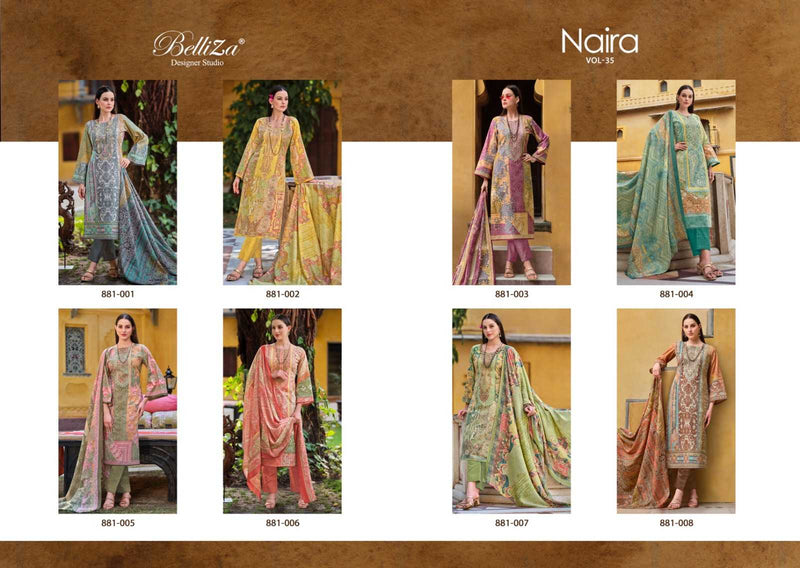 Belliza Designer Studio Naira Vol 35 Pure Cotton Digital Print Exclusive Embroidered Work Suit