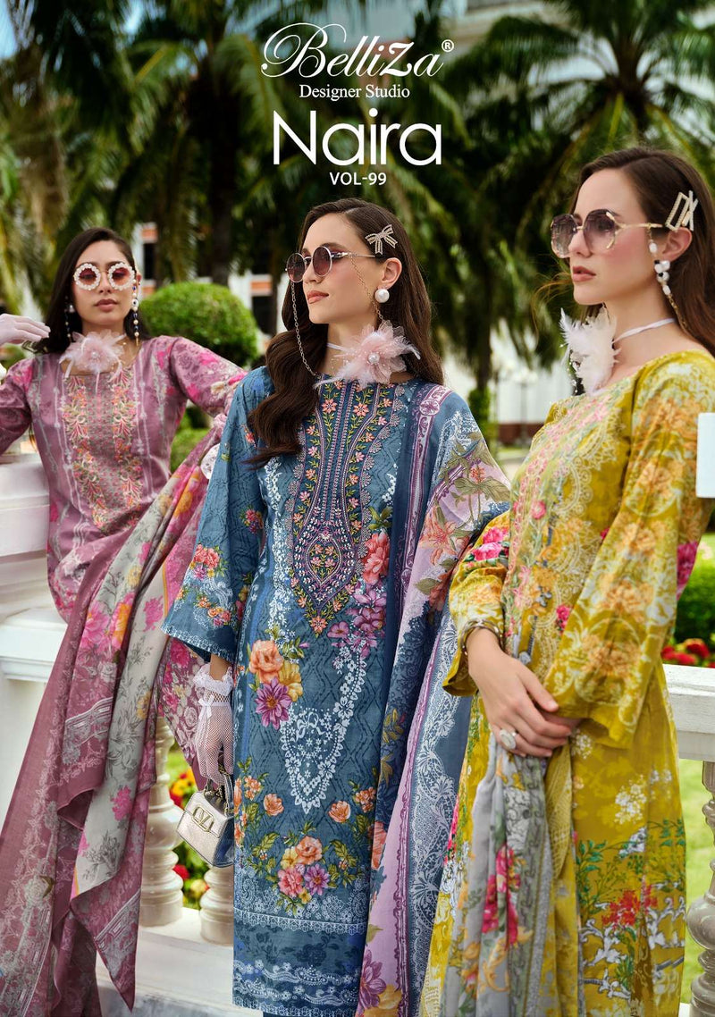 Belliza Designer Studio Naira Vol 99 Pure Cotton Digital Print Embroidered Salwar Suit