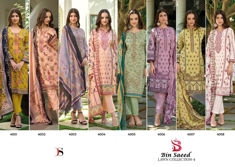Deepsy Suits Bin Saeed Lawn Collection Vol 4 Cotton Embroidery Designer Salwar Kameez