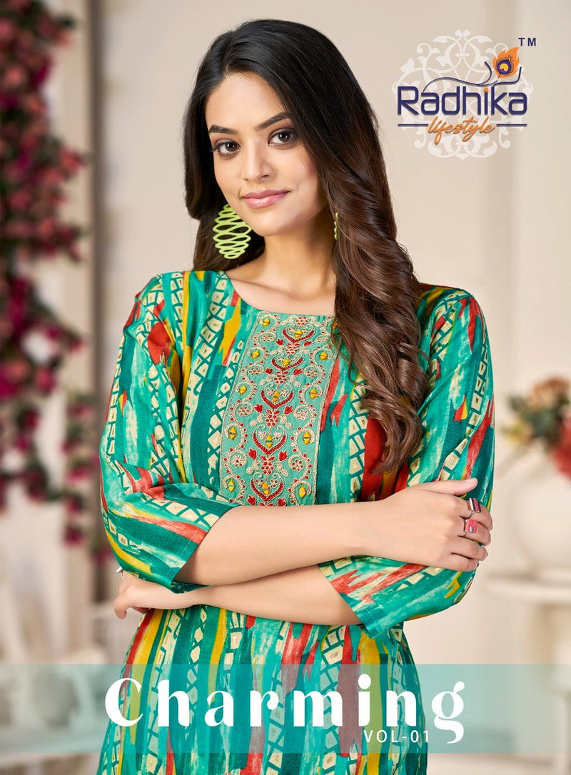 Radhika Lifestyle Charming Vol 1 Modal With Mirror Work Kurtis