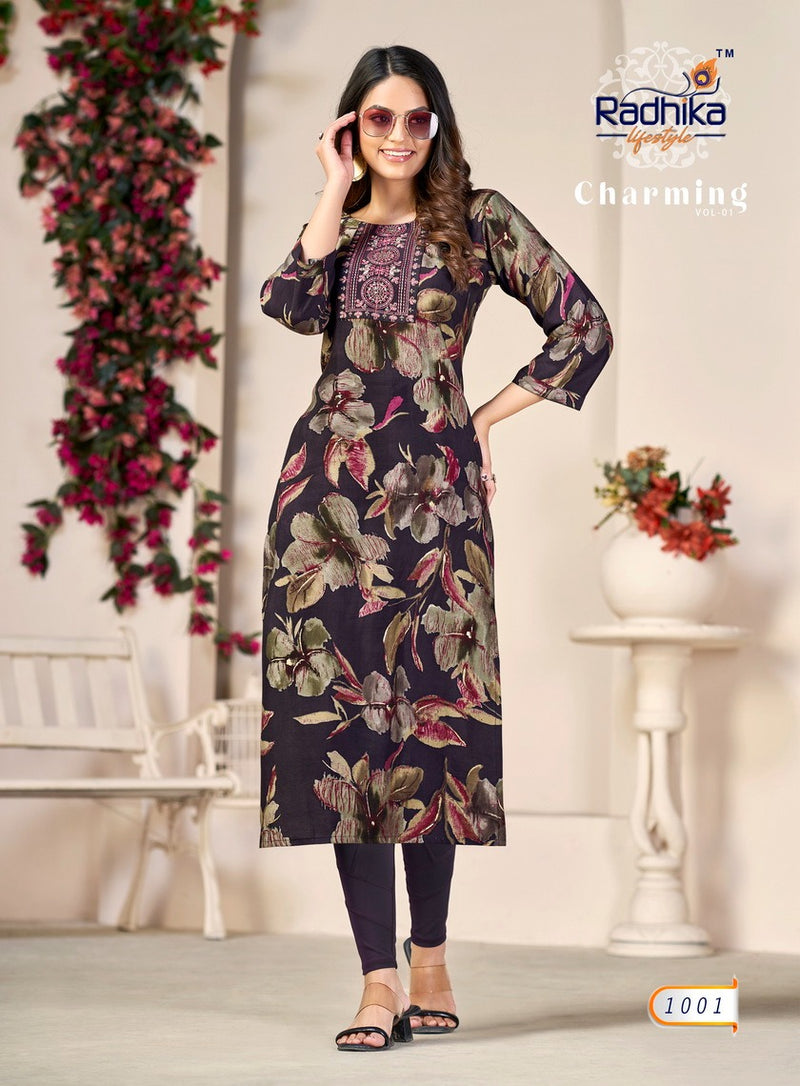 Radhika Lifestyle Charming Vol 1 Modal With Mirror Work Kurtis