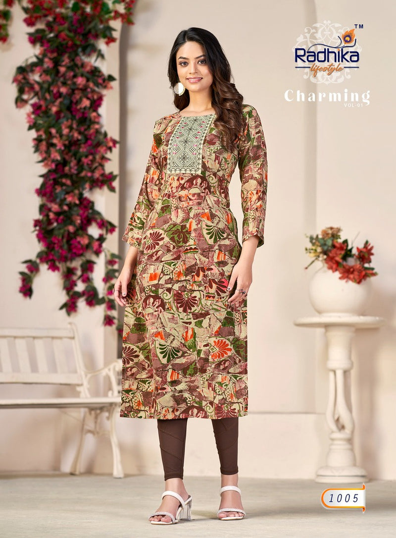 Radhika Lifestyle Charming Vol 1 Modal With Mirror Work Kurtis