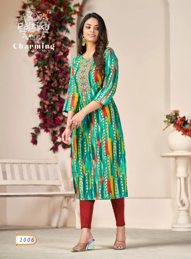 Radhika Lifestyle Charming Vol 1 Modal With Mirror Work Kurtis