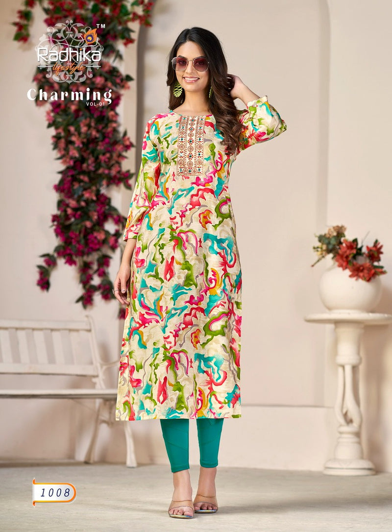 Radhika Lifestyle Charming Vol 1 Modal With Mirror Work Kurtis