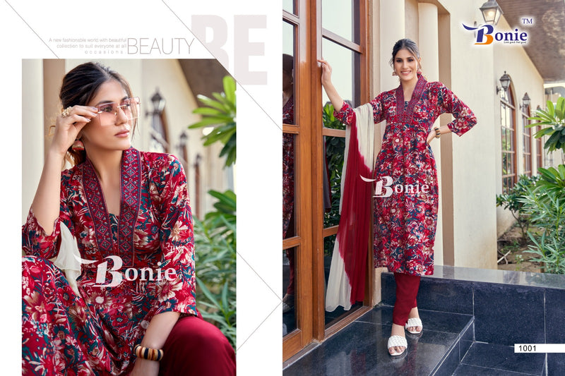 Bonie Cherry Rayon Printed Casual Wear Designer Kurti Collection