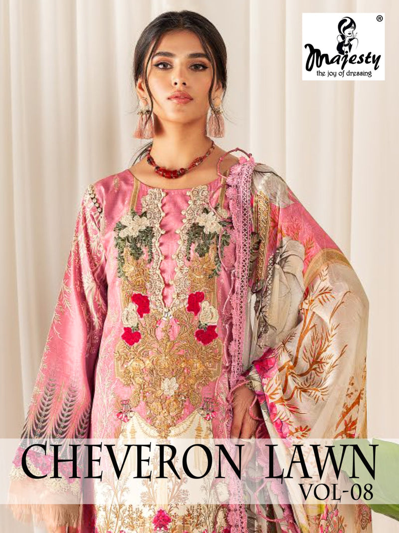 Majesty Cheveron Lawn Vol 8 Jam Cotton With Embroidery Designer Salwar Kameez