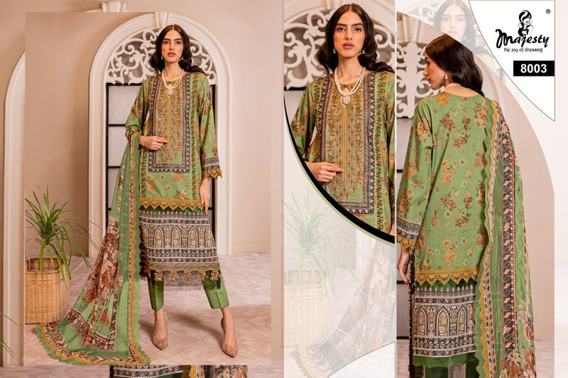Majesty Cheveron Lawn Vol 8 Jam Cotton With Embroidery Designer Salwar Kameez