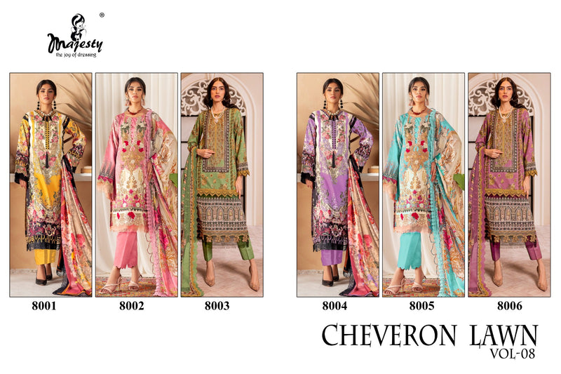 Majesty Cheveron Lawn Vol 8 Jam Cotton With Embroidery Designer Salwar Kameez