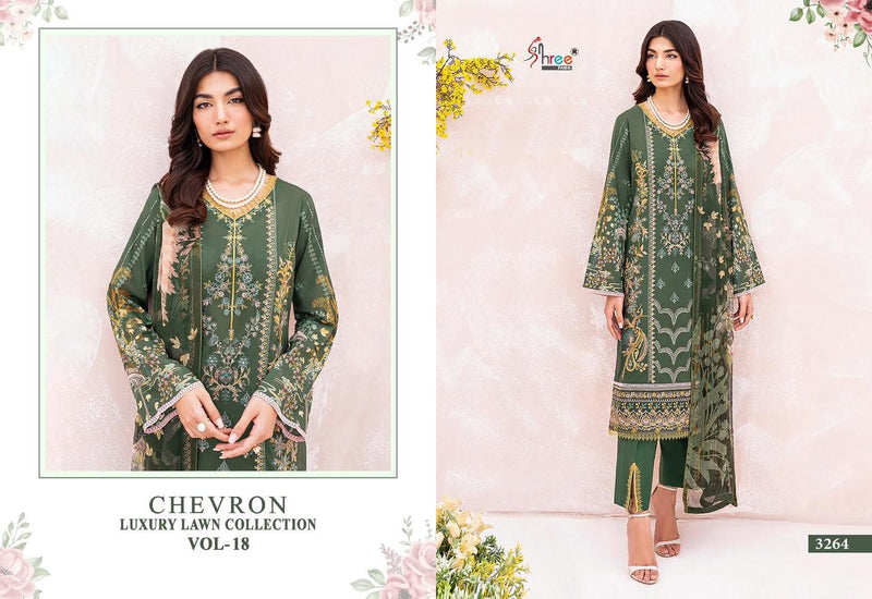 Shree Fabs Chevron Luxury Lawn Collection Vol 18 Cotton Embroidery Work Salwar Suits