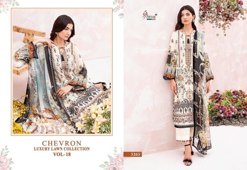 Shree Fabs Chevron Luxury Lawn Collection Vol 18 Cotton Embroidery Work Salwar Suits