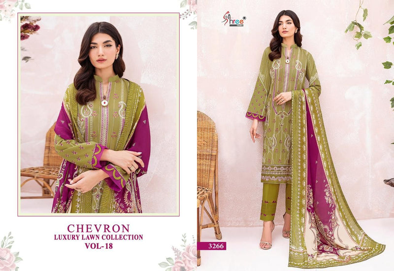 Shree Fabs Chevron Luxury Lawn Collection Vol 18 Cotton Embroidery Work Salwar Suits