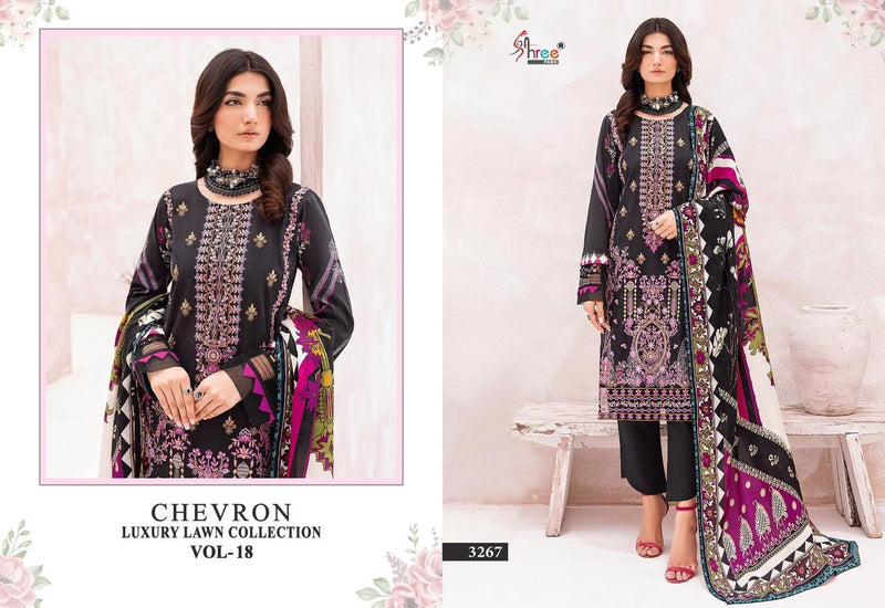 Shree Fabs Chevron Luxury Lawn Collection Vol 18 Cotton Embroidery Work Salwar Suits