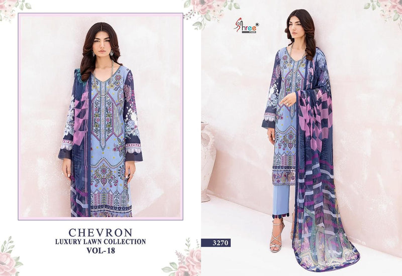 Shree Fabs Chevron Luxury Lawn Collection Vol 18 Cotton Embroidery Work Salwar Suits