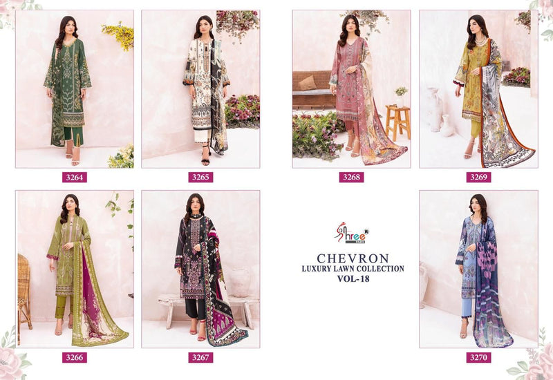 Shree Fabs Chevron Luxury Lawn Collection Vol 18 Cotton Embroidery Work Salwar Suits