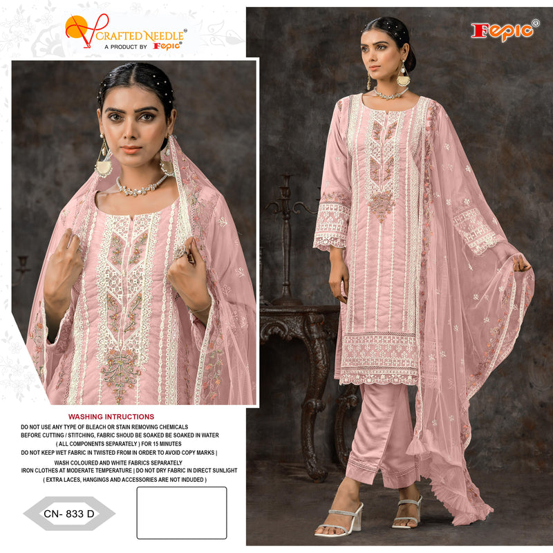 Fepic Crafted Needle Cn 833 Organza With Embroidery Heavy Pakistani Suits
