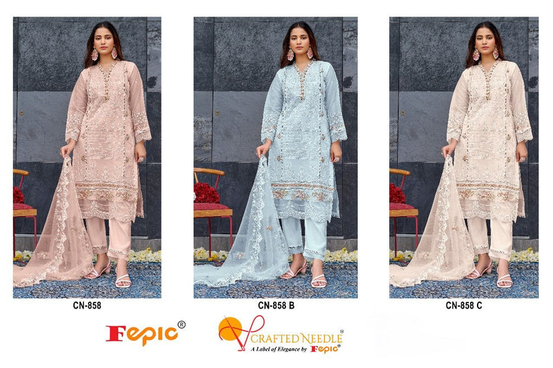 Fepic Crafted Needle Cn 858 Organza With Embroidered Khatli Work Pakistani Suits
