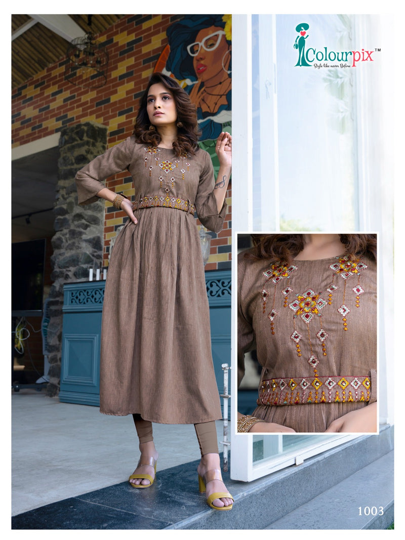 Rangjyot Sehnaaz 501 Heavy Rayon Ethnic Wear Long Anarkali Kurti Collection   The Ethnic World