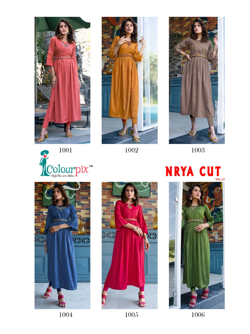 Colourpix Nayra Cut Vol 1 Heavy Fancy Viscose Rayon Daily Wear Designer Partywear Kurti