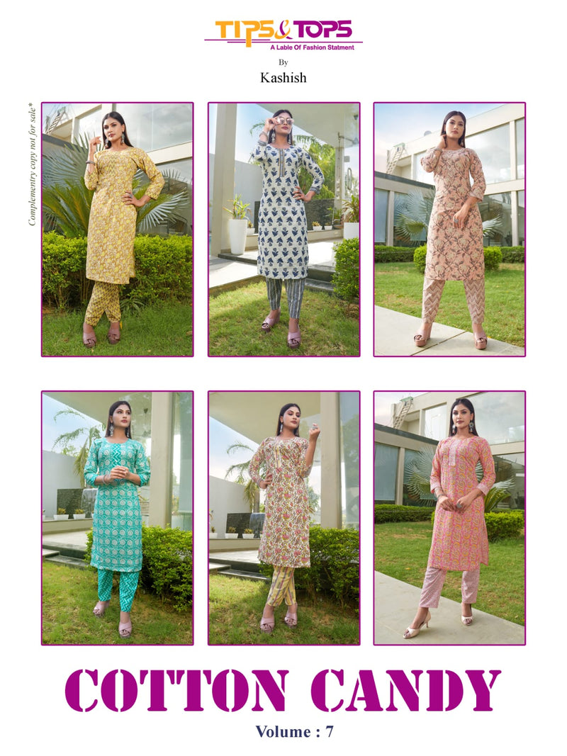 Tips And Tops Cotton Candy Vol 7 Cotton Print Fancy Kurti With Bottom Pair