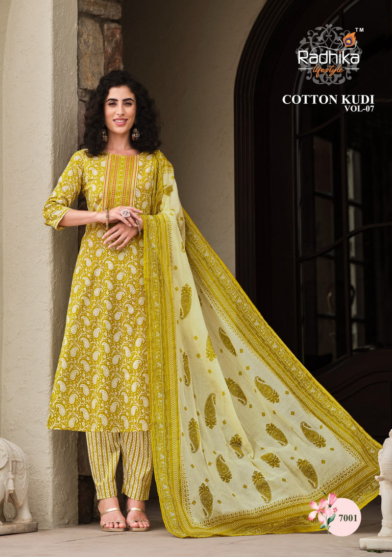 Radhika Life Style Cotton Kudi Vol 7 Cotton Printed Fancy Kurti Combo Set