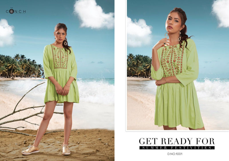 The Conch Compass Vol 10 Heavy Rayon Embroidery Work Daily Wear Kurti