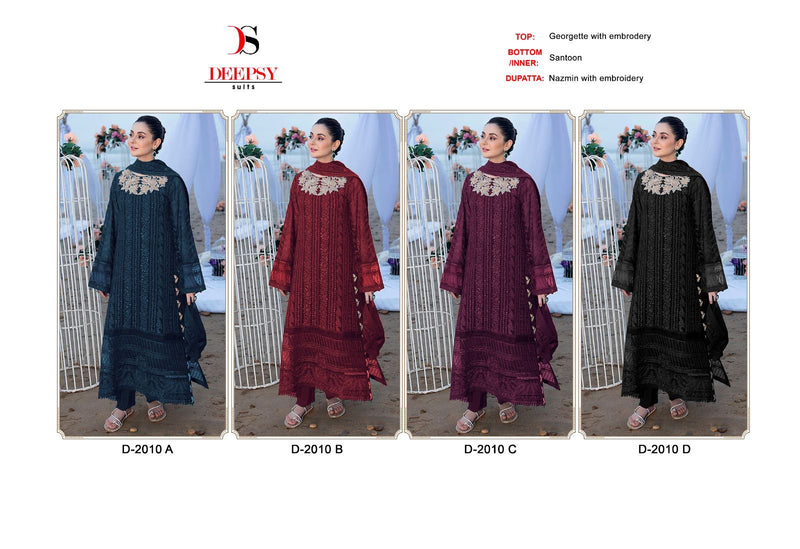 Deepsy Suits D No 2010 Georgette With Embroidery Work Beautiful Pakistani Suits