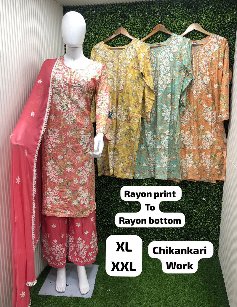 Gaabha D No 110 Rayon Thread Work Designer Kurti With Pant Collection