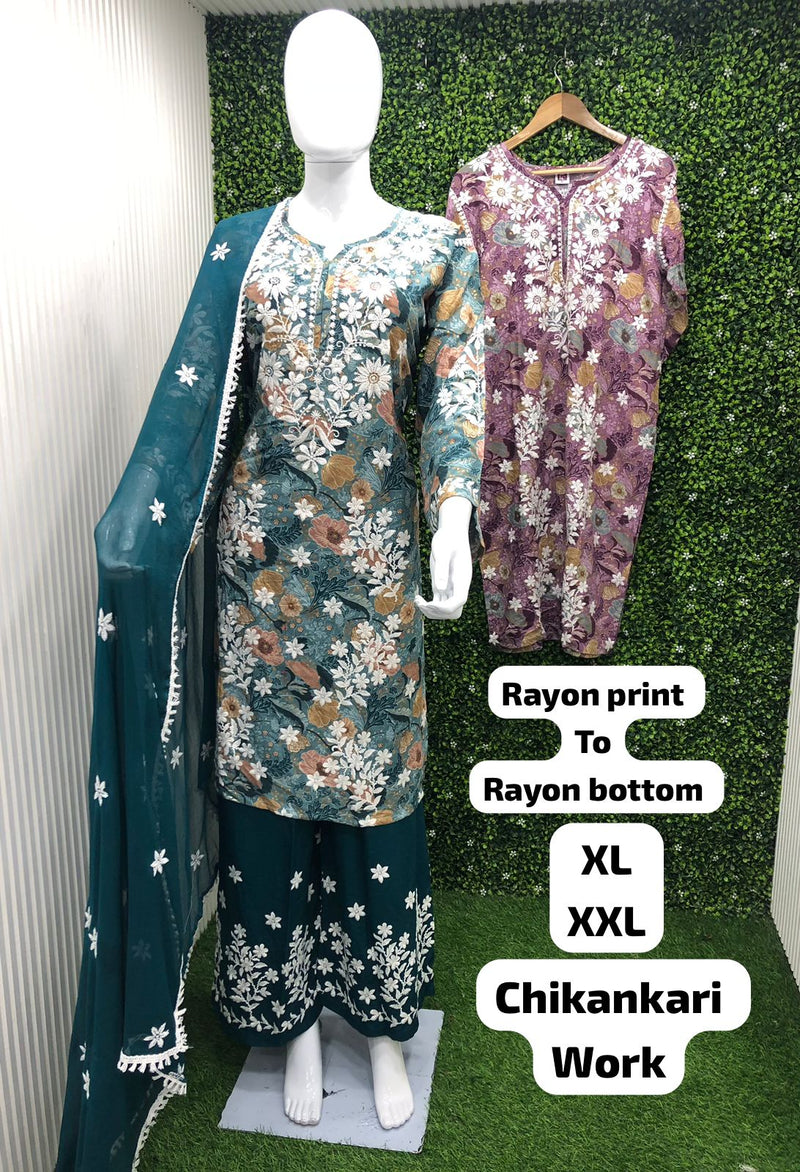 Gaabha D No 110 Rayon Thread Work Designer Kurti With Pant Collection