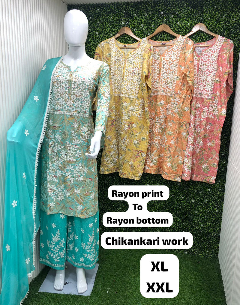 Gaabha D No 110 Rayon Thread Work Designer Kurti With Pant Collection