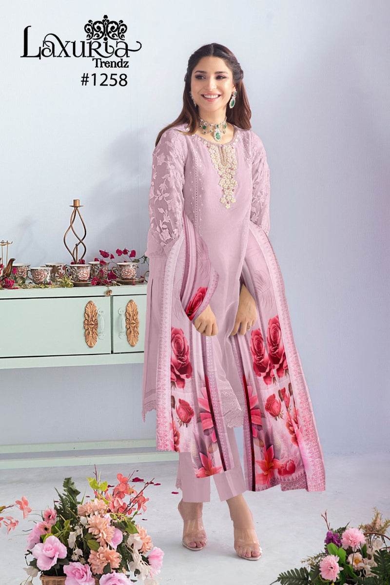 Laxuria Trendz D No 1258 Organza Exclusive Embroidery Work Salwar Suit