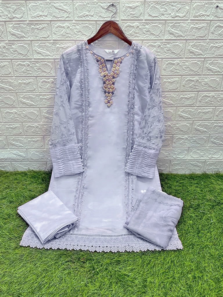 Laxuria Trendz D No 1258 Organza Exclusive Embroidery Work Salwar Suit