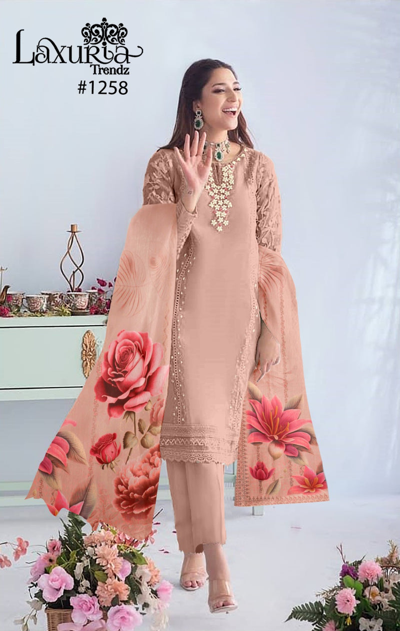Laxuria Trendz D No 1258 Organza Exclusive Embroidery Work Salwar Suit