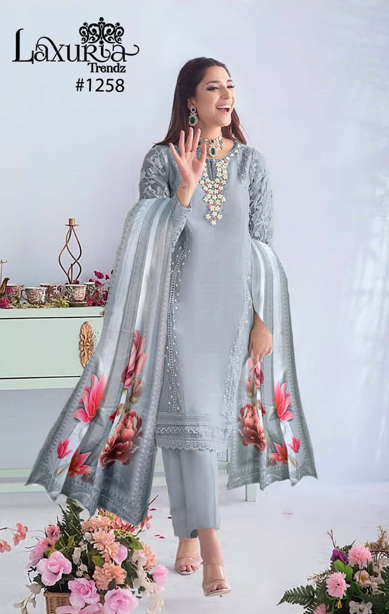 Laxuria Trendz D No 1258 Organza Exclusive Embroidery Work Salwar Suit