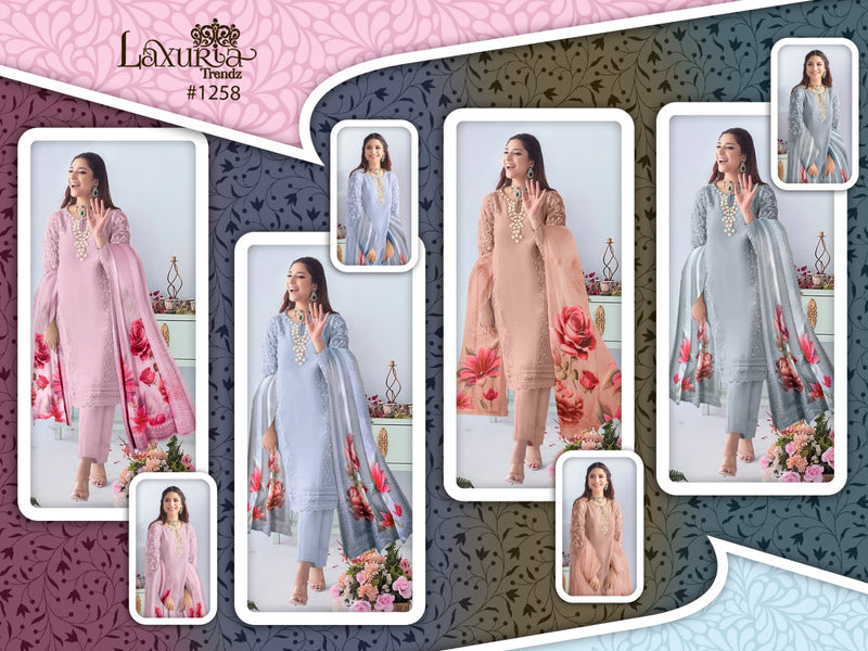 Laxuria Trendz D No 1258 Organza Exclusive Embroidery Work Salwar Suit