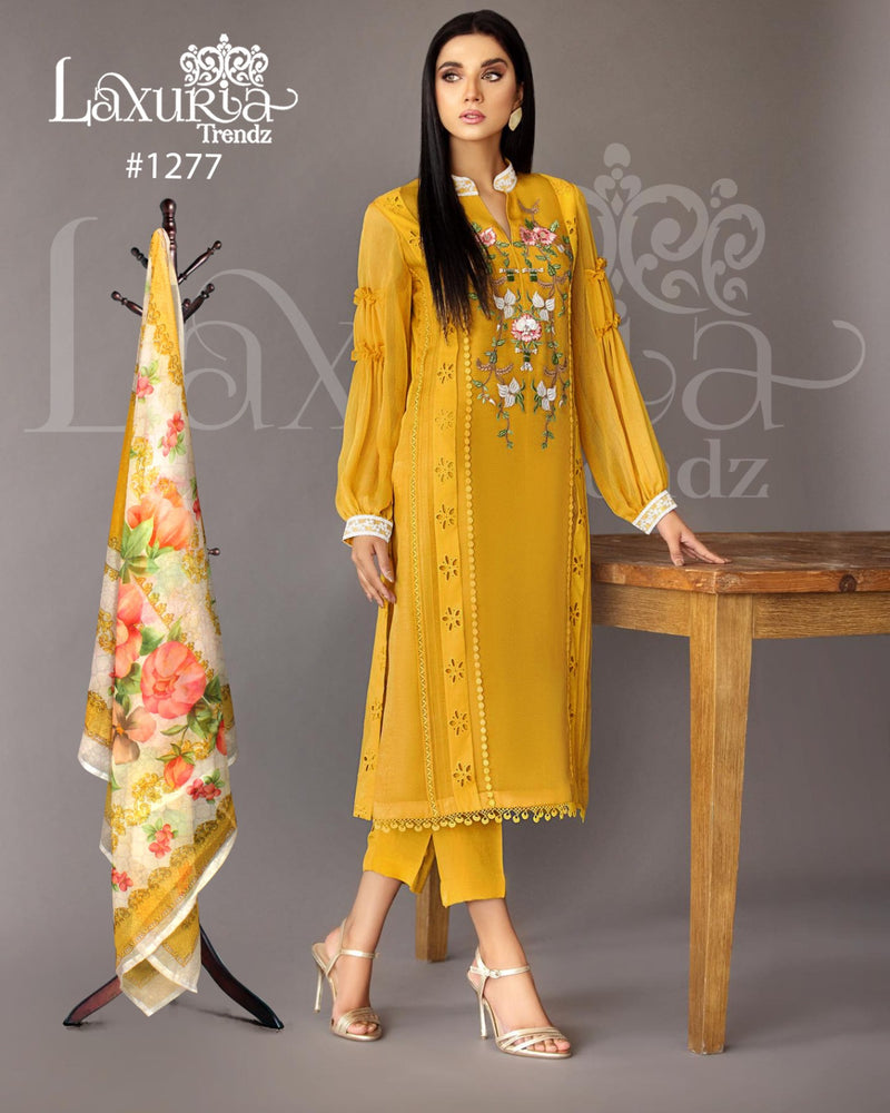Laxuria Trendz D No 1277 Fox Georgette With Beautiful Embroidery Designer Ready Made Suits