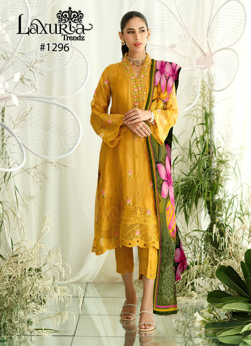 Laxuria Trendz D NO 1296 Georgette With Embroidery Designer Kurti With Pant