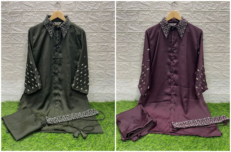 Laxuria Trendz D No 1301 Satin Designer Printed Partywear Cord sets Collection