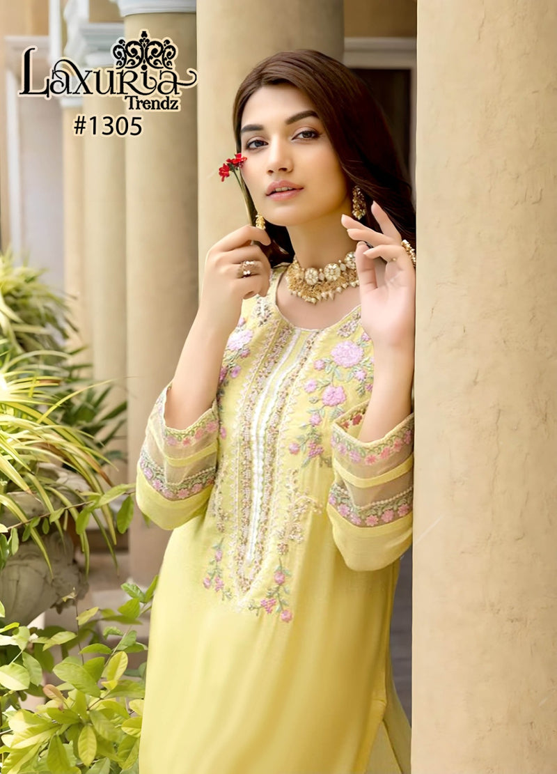 Laxuria Trendz D No 1305 Georgette Designer Kurti With Pant Collection