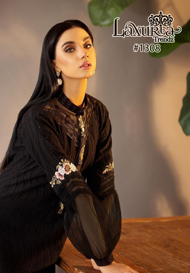 Laxuria Trendz D No 1308 Georgette Black Designer Kurti Collection