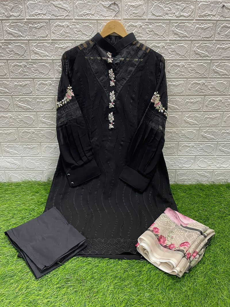 Laxuria Trendz D No 1308 Georgette Black Designer Kurti Collection