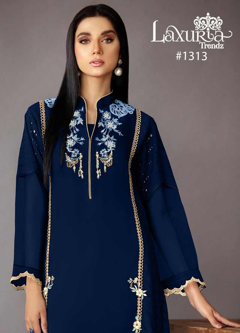 Laxuria Trendz D No 1313 Georgette Designer Pakistani Kurti With Bottom