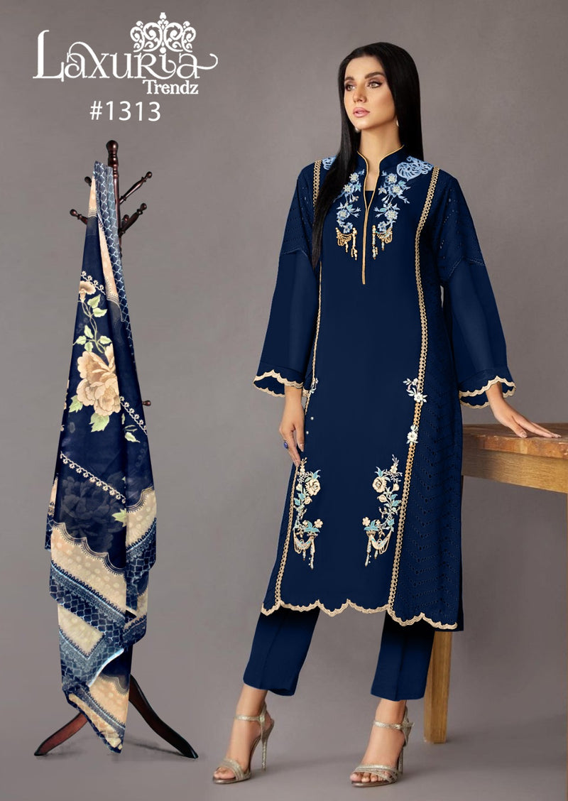 Laxuria Trendz D No 1313 Georgette Designer Pakistani Kurti With Bottom