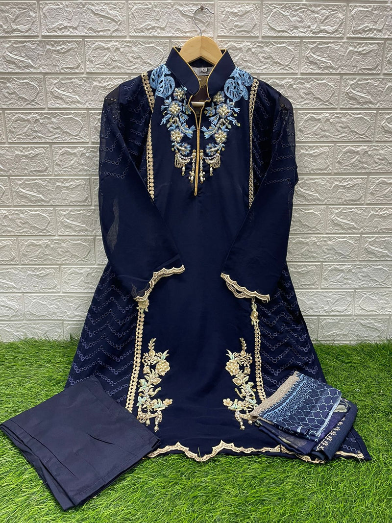 Laxuria Trendz D No 1313 Georgette Designer Pakistani Kurti With Bottom